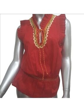 Double D Ranch Red Peplum Top Small